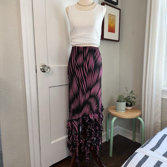 Vintage Y2K Emo Punk Mermaid Geometric Tassel Maxi Skirt - Black, Purple Wms XL - Picture 11 of 11